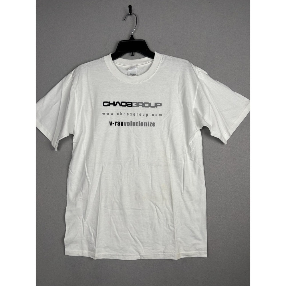 Anvil Chaos Group Shirt Mens M White V-Ray v-rayvolutionize Promo Graphic Tee